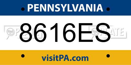 8616ES Pennsylvania License Plate