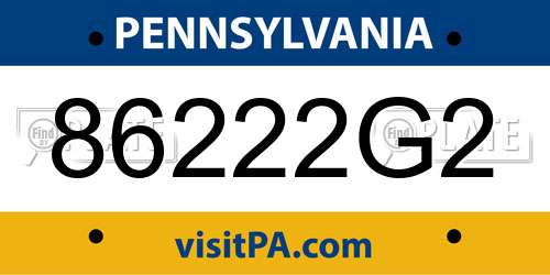 86222G2 Pennsylvania License Plate