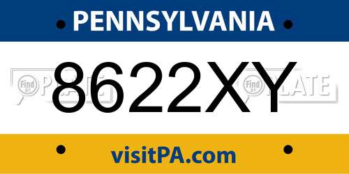 8622XY Pennsylvania License Plate
