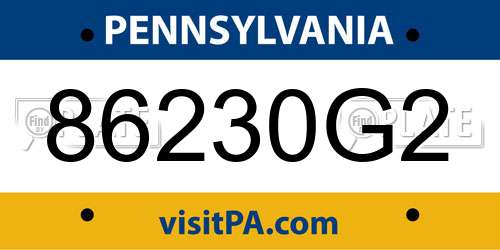 86230G2 Pennsylvania License Plate