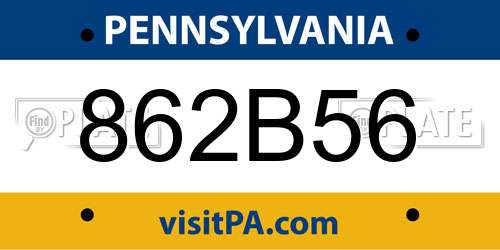 862B56 Pennsylvania License Plate