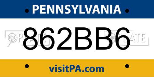 862BB6 Pennsylvania License Plate