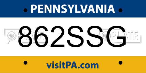 862SSG Pennsylvania License Plate