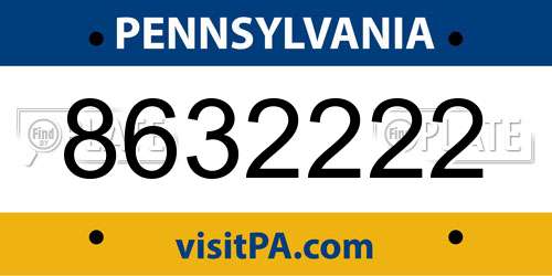 8632222 Pennsylvania License Plate