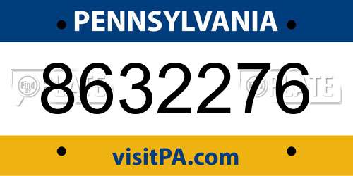 8632276 Pennsylvania License Plate