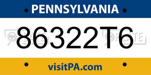 86322T6 Pennsylvania License Plate