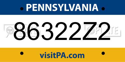 86322Z2 Pennsylvania License Plate