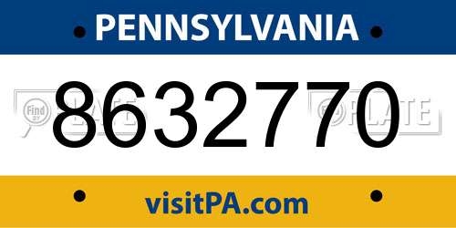 8632770 Pennsylvania License Plate