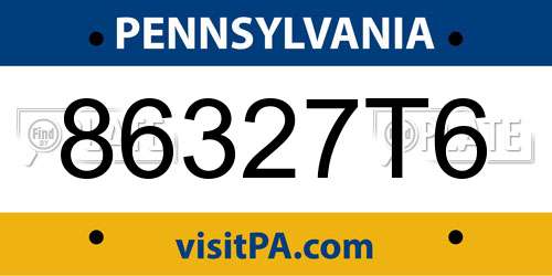 86327T6 Pennsylvania License Plate