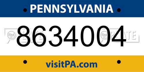 8634004 Pennsylvania License Plate