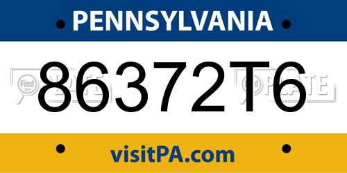 86372T6 Pennsylvania License Plate