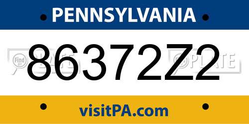 86372Z2 Pennsylvania License Plate