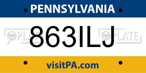 863ILJ Pennsylvania License Plate