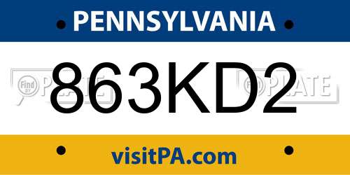 863KD2 Pennsylvania License Plate