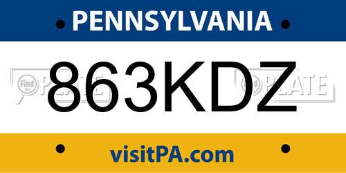 863KDZ Pennsylvania License Plate