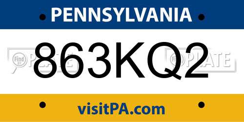 863KQ2 Pennsylvania License Plate