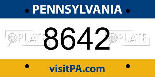 8642 Pennsylvania License Plate