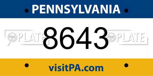 8643 Pennsylvania License Plate