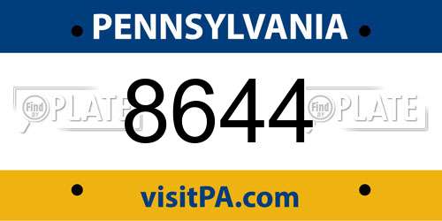 8644 Pennsylvania License Plate
