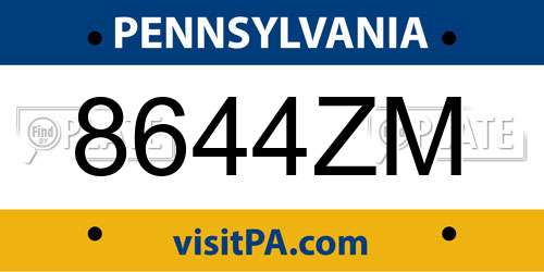 8644ZM Pennsylvania License Plate