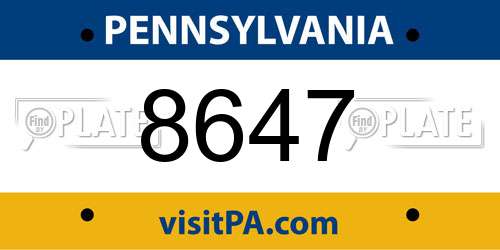 8647 Pennsylvania License Plate