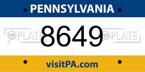 8649 Pennsylvania License Plate