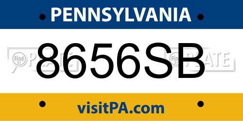8656SB Pennsylvania License Plate