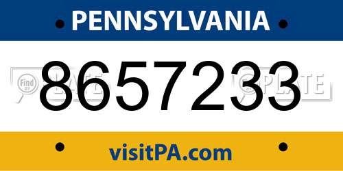 8657233 Pennsylvania License Plate