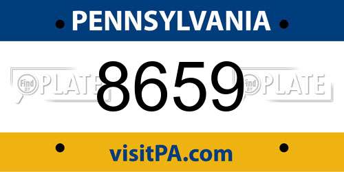 8659 Pennsylvania License Plate