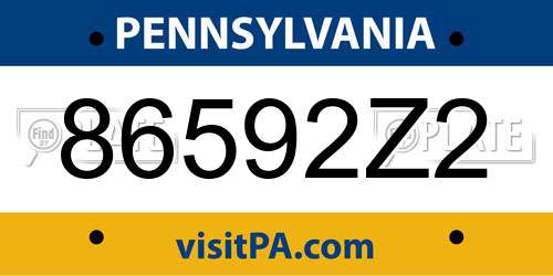 86592Z2 Pennsylvania License Plate