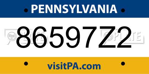 86597Z2 Pennsylvania License Plate
