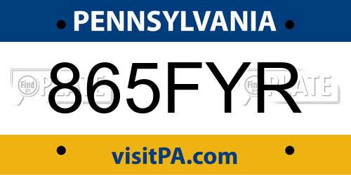 865FYR Pennsylvania License Plate