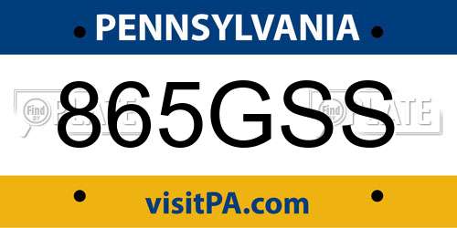 865GSS Pennsylvania License Plate