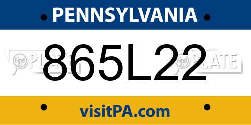 865L22 Pennsylvania License Plate
