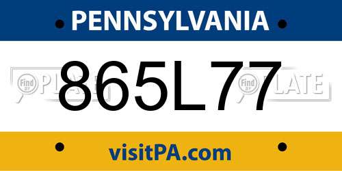 865L77 Pennsylvania License Plate