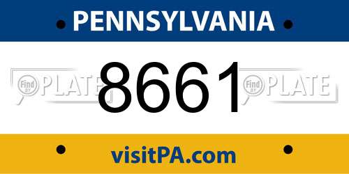 8661 Pennsylvania License Plate