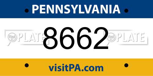 8662 Pennsylvania License Plate