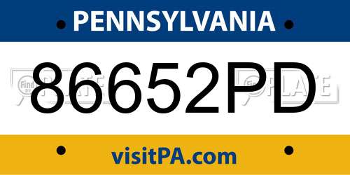 86652PD Pennsylvania License Plate