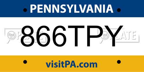 866TPY Pennsylvania License Plate