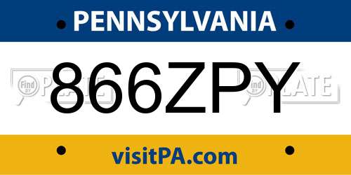 866ZPY Pennsylvania License Plate