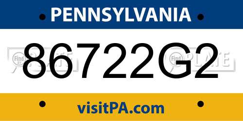 86722G2 Pennsylvania License Plate