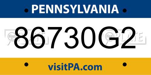 86730G2 Pennsylvania License Plate
