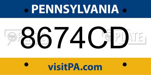 8674CD Pennsylvania License Plate