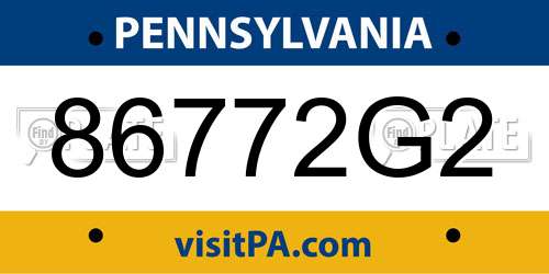 86772G2 Pennsylvania License Plate