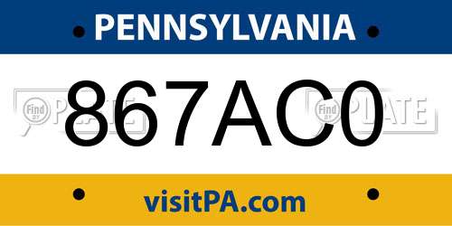 867AC0 Pennsylvania License Plate