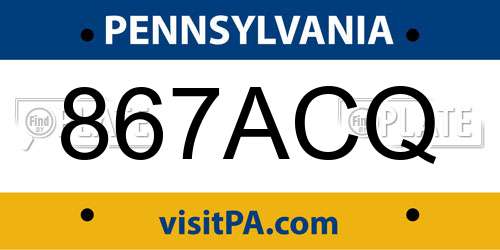 867ACQ Pennsylvania License Plate