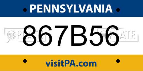 867B56 Pennsylvania License Plate