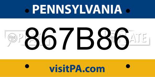 867B86 Pennsylvania License Plate