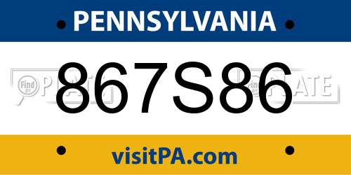 867S86 Pennsylvania License Plate