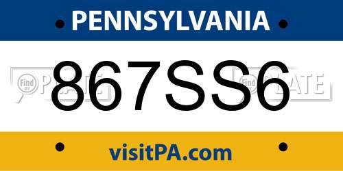 867SS6 Pennsylvania License Plate